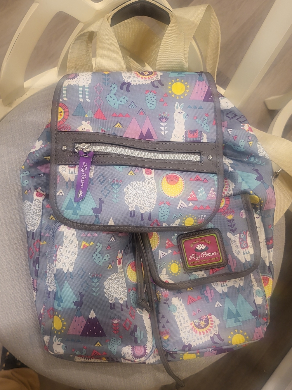 Lily Bloom Purple Llama Print Backpack